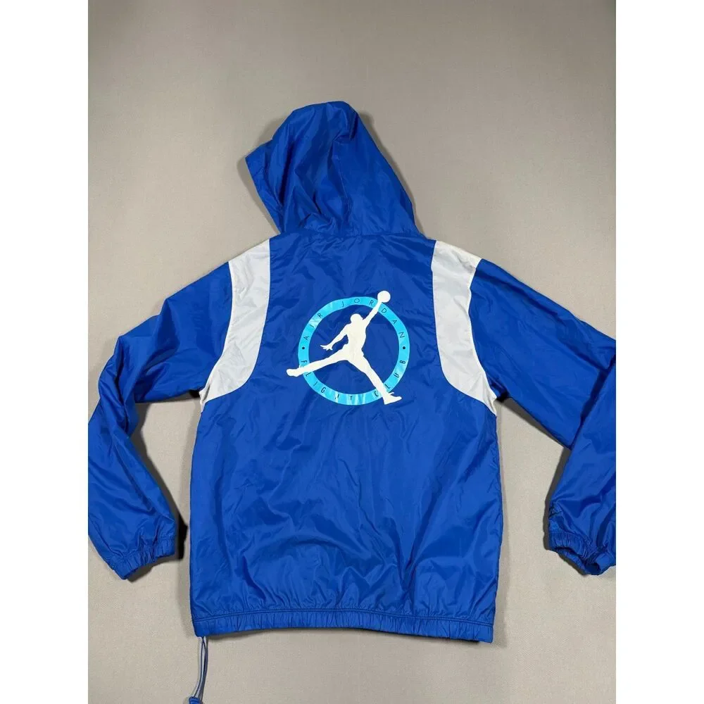 Nike Air Jordan Flight Club Half Zip Windbreaker Jacket Blue Black Mens Small S
